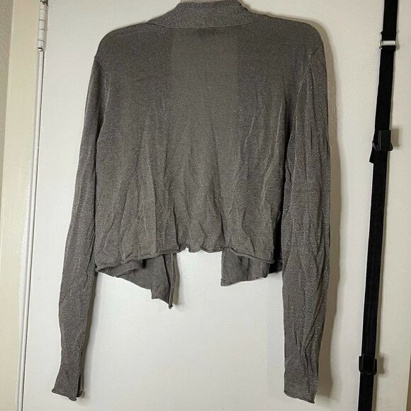 EILEEN FISHER shimmer metallic gold cardigan knit sweater small - Picture 2 of 4